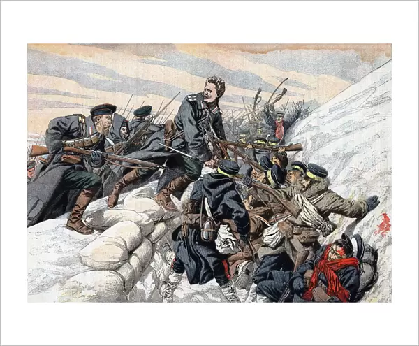 Russian attack on the Japanese trenches, Russo-Japanese War, 1904-5