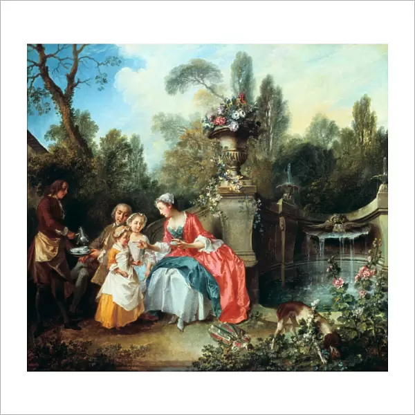 A Lady in a Garden taking Coffee with some Children, probably 1742. Artist: Nicolas Lancret