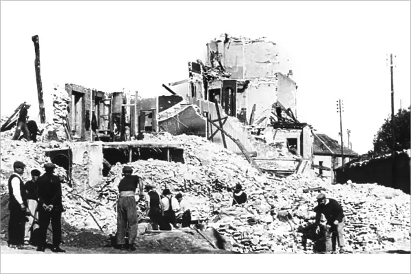 Destroyed building, liberation of France, St Cyr, August 1944