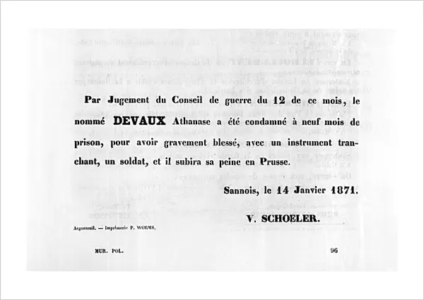 Par Jugement du Conseil, from French Political posters of the Paris Commune, January 1871