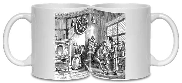 Turnspit dog at work in the inn at Newcastle, Carmarthen, Wales, c1800 (1869)