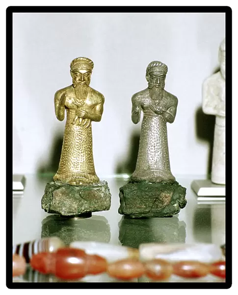 Gold and silver figurines of Elamite worshippers, near Temple of Inshushinak, Susa, 12th century BC