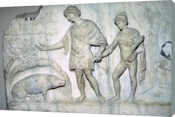 Roman marble relief of Aeneas and Ascanius
