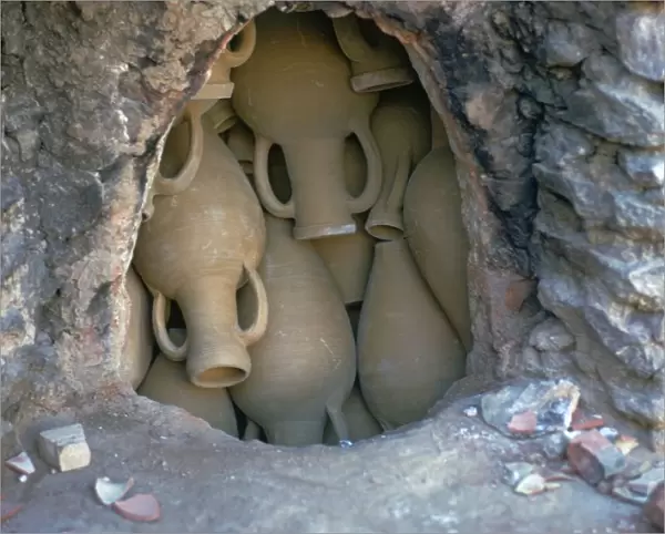 Pottery in a kiln before firing in Tunisia