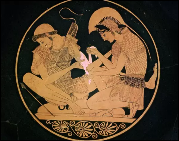 Greek vase painting of Achilles and Patroclus. Artist: Sosias