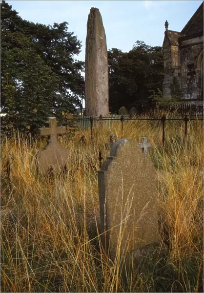 Prehistoric Monolith in Churchyard of Rudston, Humberside, UK, 20th century. Artist: CM Dixon