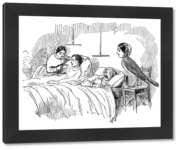 Florence Nightingale watching a nurse at work, 1854