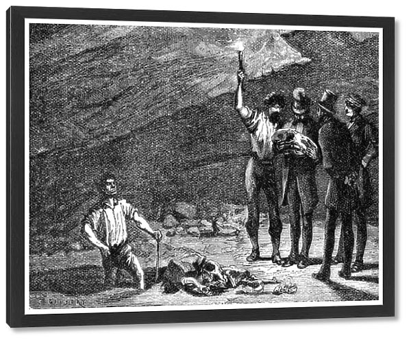 Discovery of iguanodon fossils, Bernissart, Belgium, 1878 (c1880)