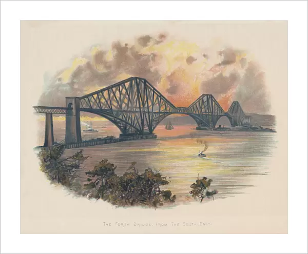 Forth Railway Bridge from the south-east, Scotland, c1895