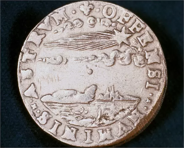Obverse of a medal commemorating the bright comet of 1577