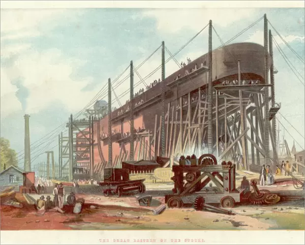Great Eastern on the stocks at Millwall on the Thames, 1857