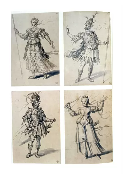 Costume designs for classical deities, 16th century. Artist: Giuseppe Arcimboldi