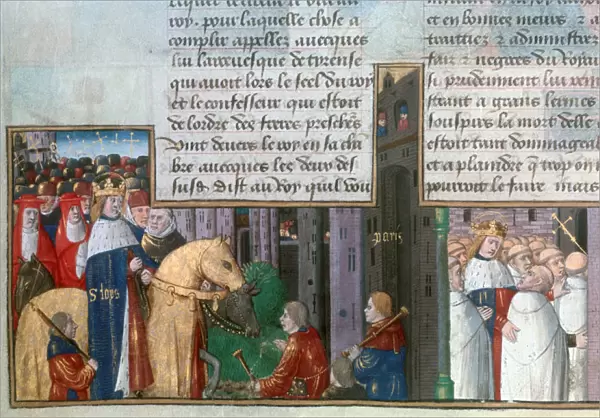 St Louis returns to Paris, and St Louis among the priests, mid-13th century, (15th century)