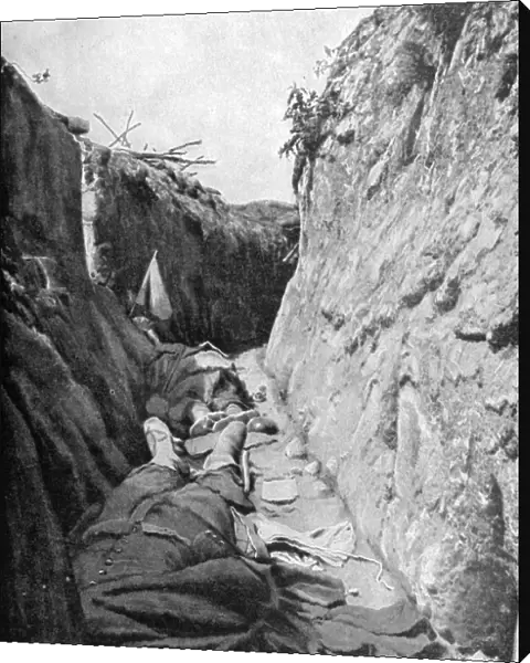 In one of the trenches of Quennevieres, Battle of Champagne, 1915