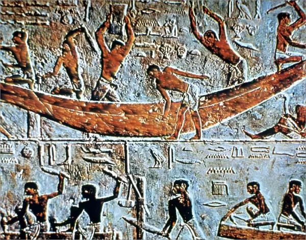 Construction of a boat, wall relief, Saqqara, Egypt