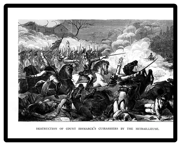 Destruction of Count Bismarcks Cuirassiers by the Mitrailleuse, c1870, (1875)