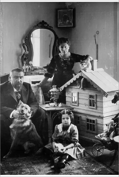Russian author Alexander Kuprin at home with his family, Gatchina, Russia, early 20th century