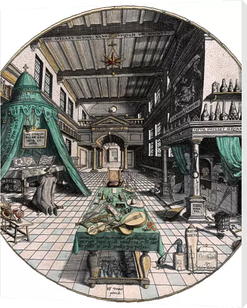 Alchemists laboratory, 1595. Artist: Hans Vredeman de Vries