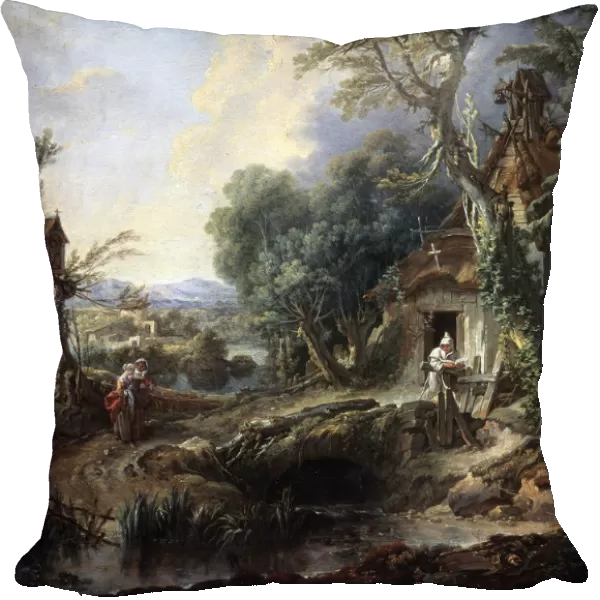 Landscape with a Hermit, 1742. Artist: Francois Boucher