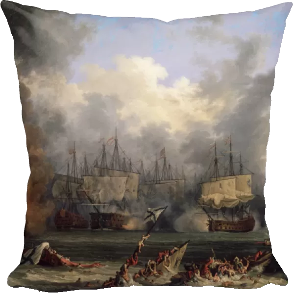 The Sinking of the Russian Battleship St. Evstafius in the naval Battle of Chesma, 1771. Artist: Jacob Philip Hackert