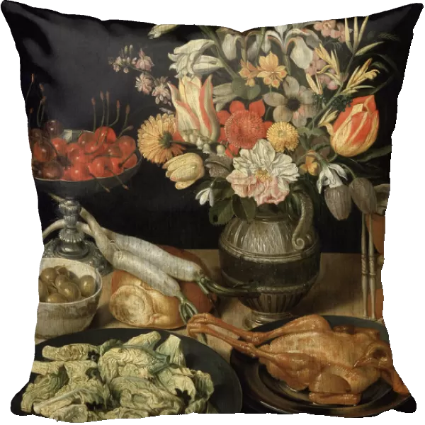Still Life with Flowers and Snack, c1630-c1635. Artist: Georg Flegel
