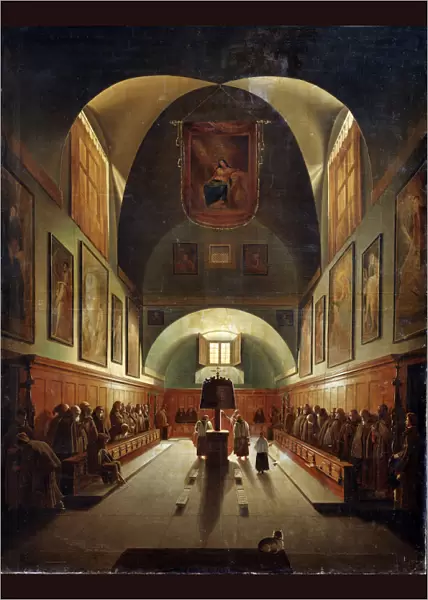 Interior of the Church of Capuchines in Rome, late 18th or 19th century. Artist: Francois-Marius Granet