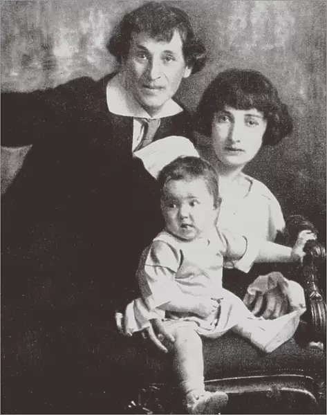 Marc Chagall with his first wife Bella and Daughter Ida, 1917