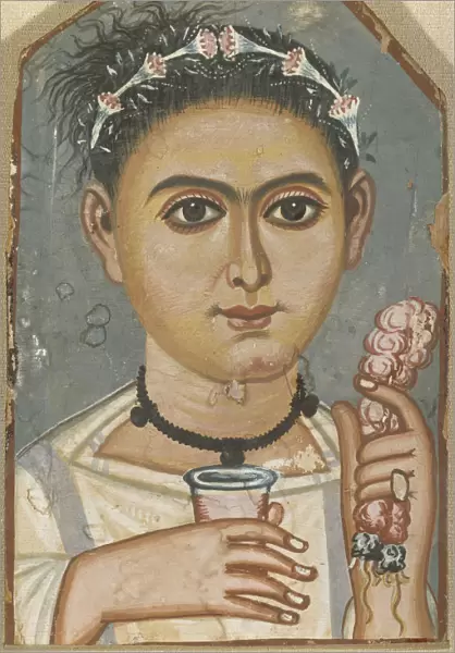 Boy with a Floral Garland in His Hair, ca 200-230. Artist: Fayum mummy portraits