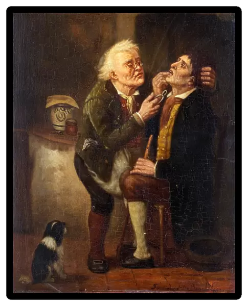 At the dentist. Artist: Braekeleer, Ferdinand de, the Elder (1792-1883)