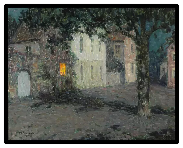Moonlit City Square in Cherbourg, ca 1934. Artist: Le Sidaner, Henri (1862-1939)