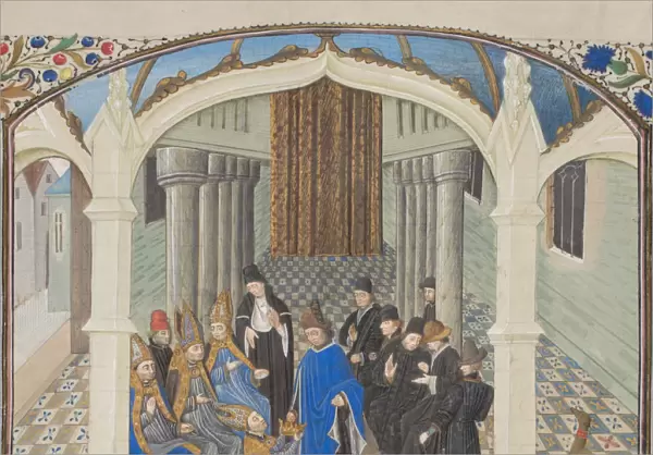 The coronation of Baldwin II on 1118. Miniature from the Historia by William of Tyre, 1460s. Artist: Anonymous