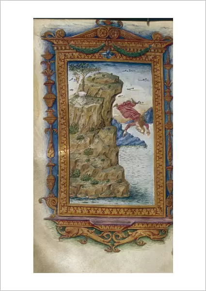 Sappho throwing herself into the sea (Illustration for The Heroides by Ovid), 1485-1499. Artist: Majorana, Cristoforo (active ca. 1480-1494)