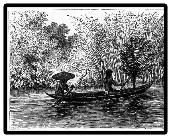 Dugout in the Essequibo River, Guyana, 19th century. Artist: Edouard Riou