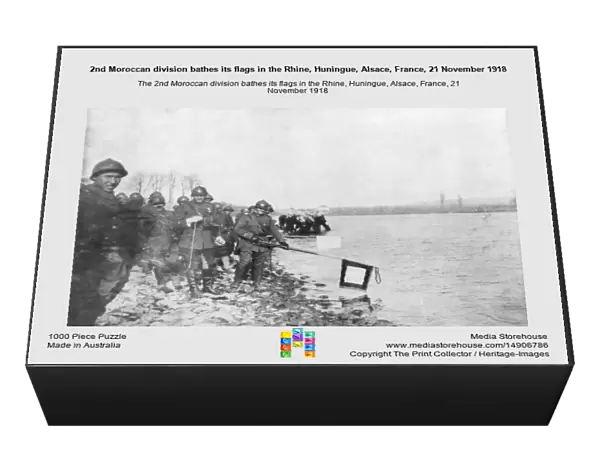 2nd Moroccan division bathes its flags in the Rhine, Huningue, Alsace, France, 21 November 1918
