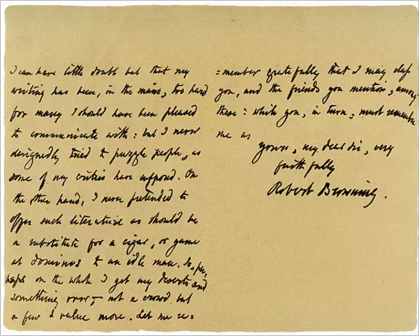 Letter from Robert Browning to William G Kingsland, 27th November 1868. Artist: Robert Browning