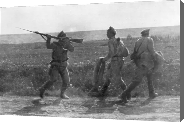 Russian soldier assaulting his retreating comrade, Ternopil, Ukraine, First World War, 1 July 1917