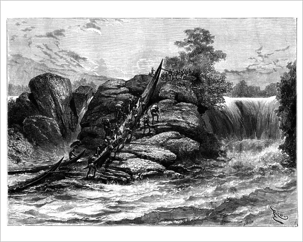 Falls at Booue, L Ogooue, Gabon, 19th century. Artist: Coffinieres de Nordeck