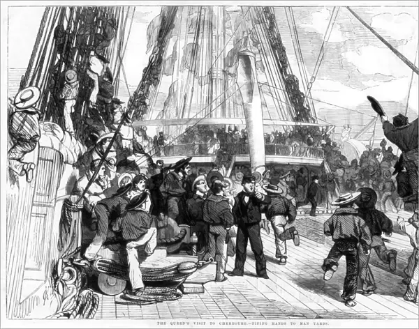 The Queens Visit to Cherbourg - Piping Hands to Man Yards, 1858