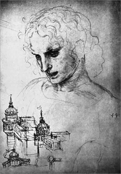 Study for the head of St James and an architectural drawing, 15th century (1930). Artist: Leonardo da Vinci