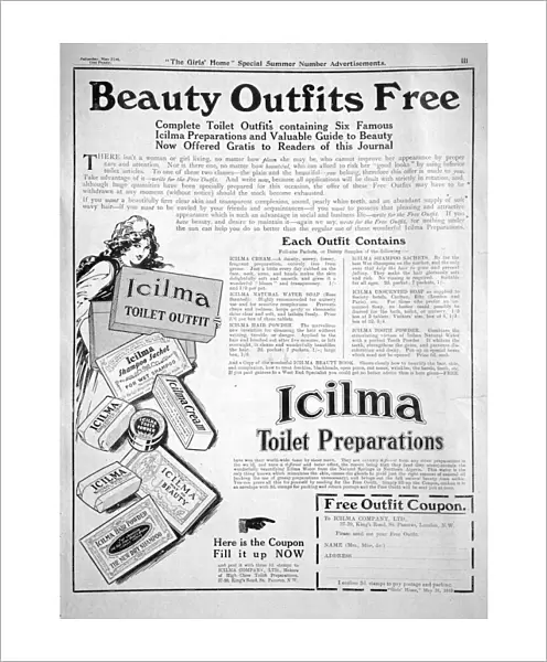 Advert for Icilma Toilet Preparations, 1913