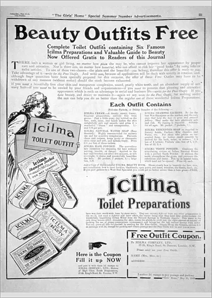 Advert for Icilma Toilet Preparations, 1913