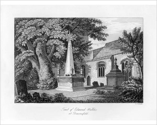 Tomb of Edmund Waller, Beaconsfield, Buckinghamshire, 1840. Artist: C J Smith