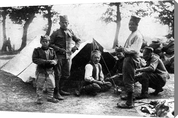 Serbian soldiers camping, First World War, 1914