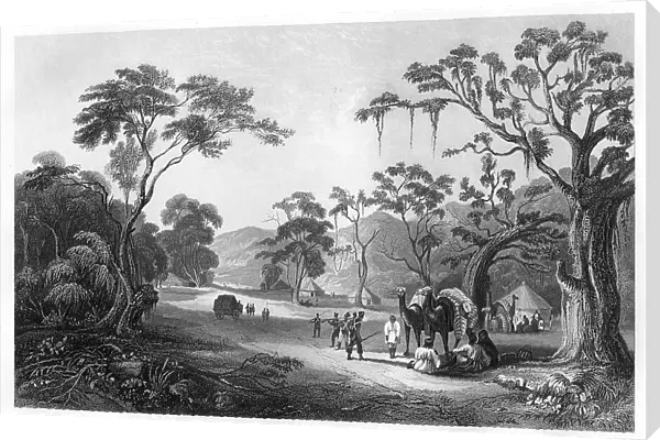 Troops encamped at the entrance to the Keree Pass, north of Meerut, India, c1860