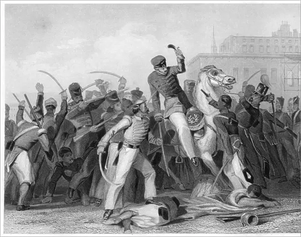 Death of Colonel Finnis at Meerut, 1857, (c1860)