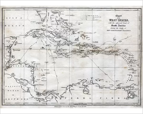 Chart of the West Indies, with the adjacent Coast of South America, 1830. Artist: J&C Walker