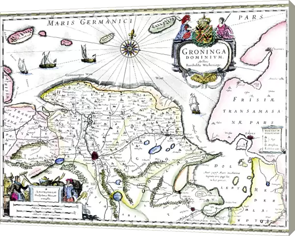 Map of Groningen, Netherlands, 17th century