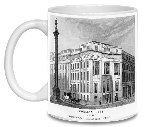 Morleys Hotel and Nelsons Column, Trafalgar Square, Westminster, London, 19th century