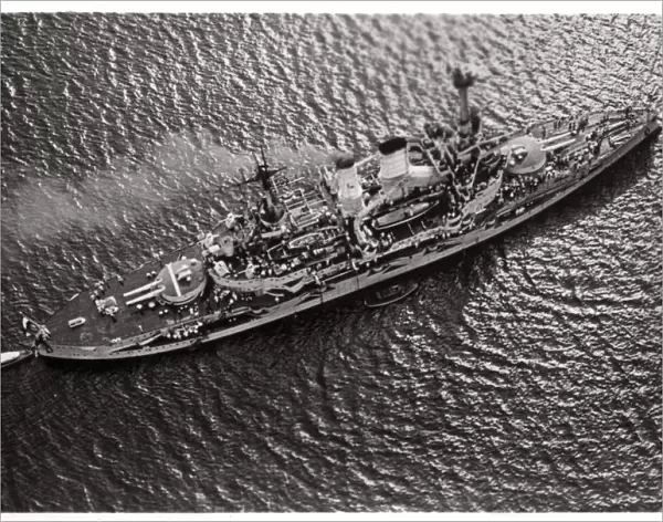 Aerial view of the German battleship SMS Schlesien, from a Zeppelin, c1931 (1933)