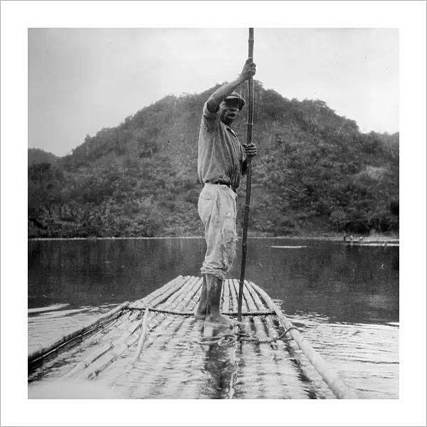Man on a raft, Kingston, Jamaica, 1931